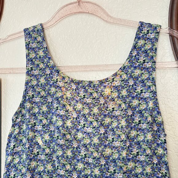 Vintage 1990s Blue Floral Midi Dress - Picture 4 of 4